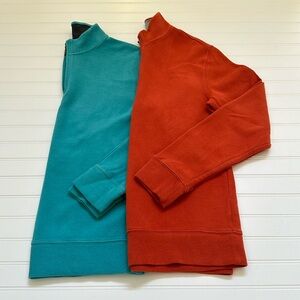 Lands' End Blue & Orange Quarter Zips Mens 38/40
